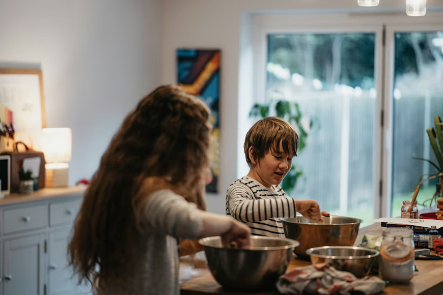 kids cooking at home