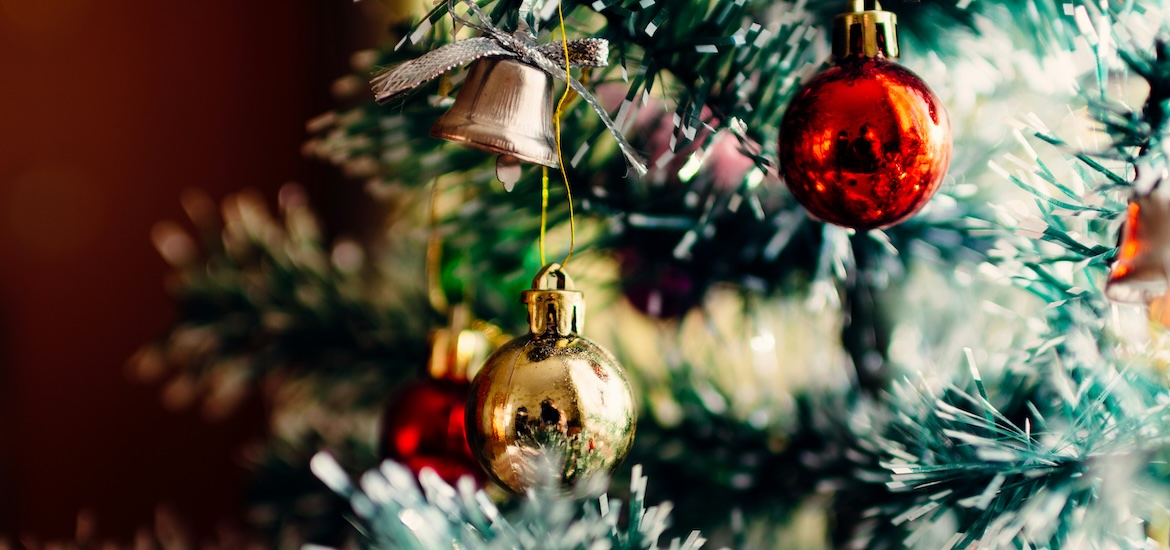 Xmas baubles on a tree