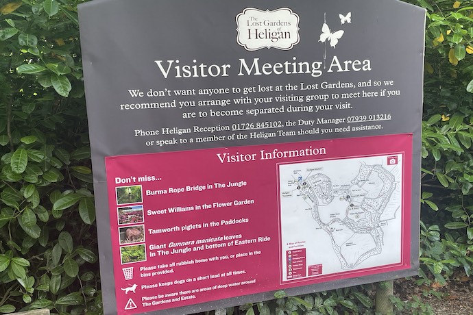 Welcome sign at lost Gardens Of Heligan