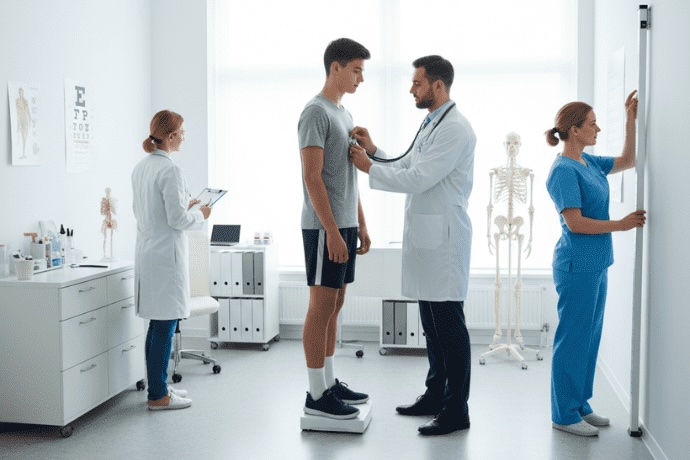 boy getting healthcheck