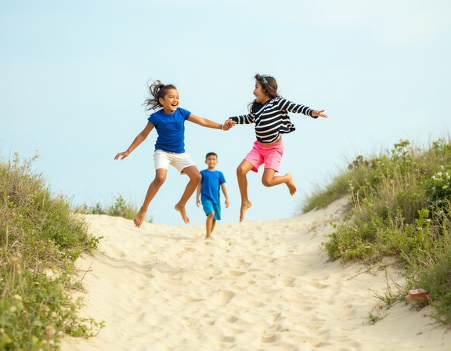 kids running on sand playing