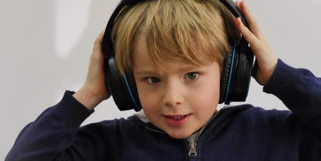 boy with headphones on