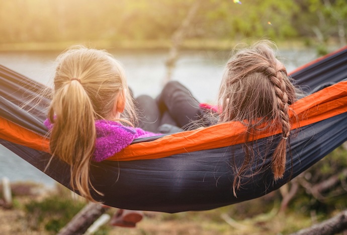 2 girls in hammock