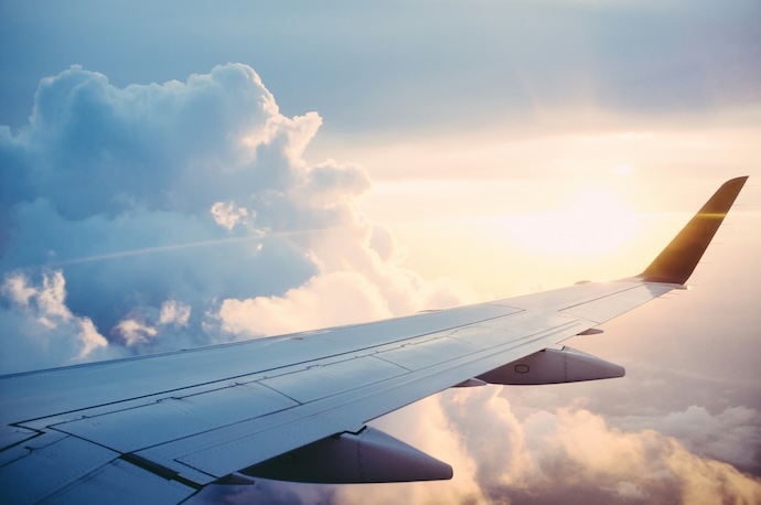 plane wing in flight