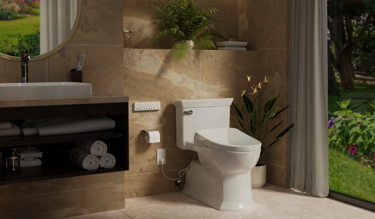Luxury bathroom modern white smart toilet interior design