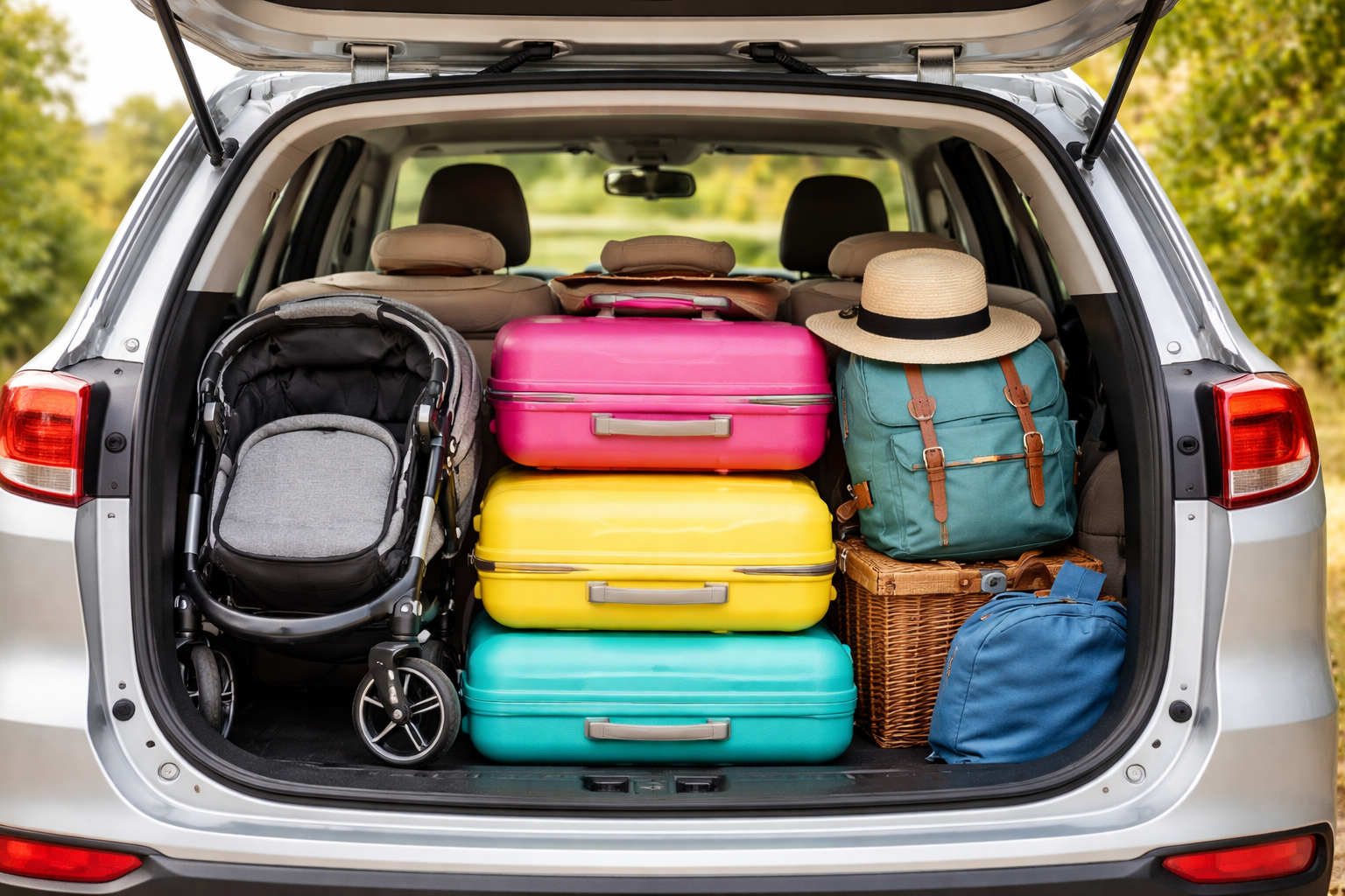 family car loaded with luggage