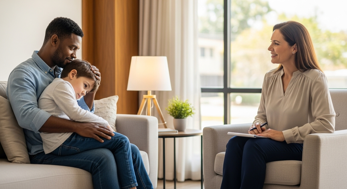family in lounge