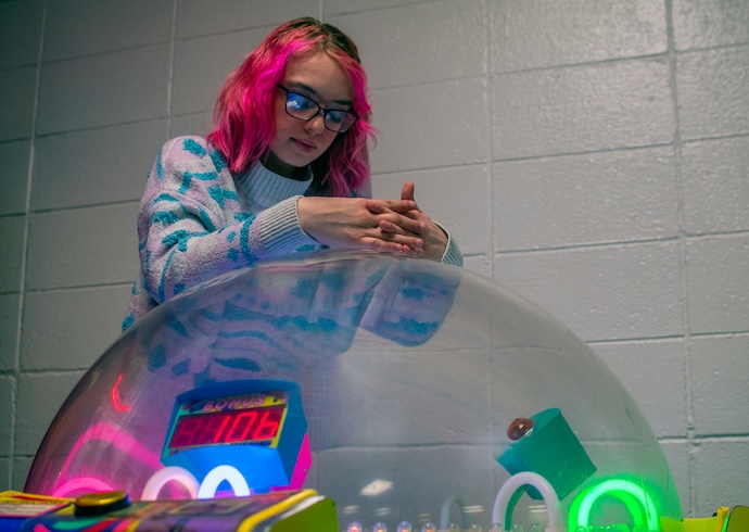 teen doing experiment