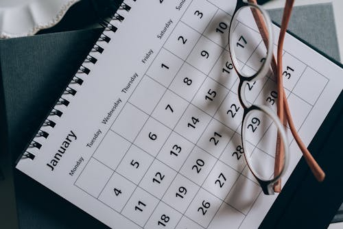 calendar with reading glasses