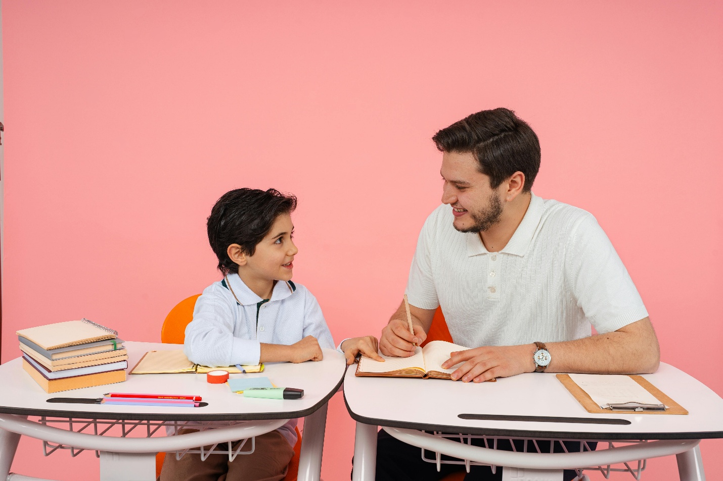 Teacher with male student
