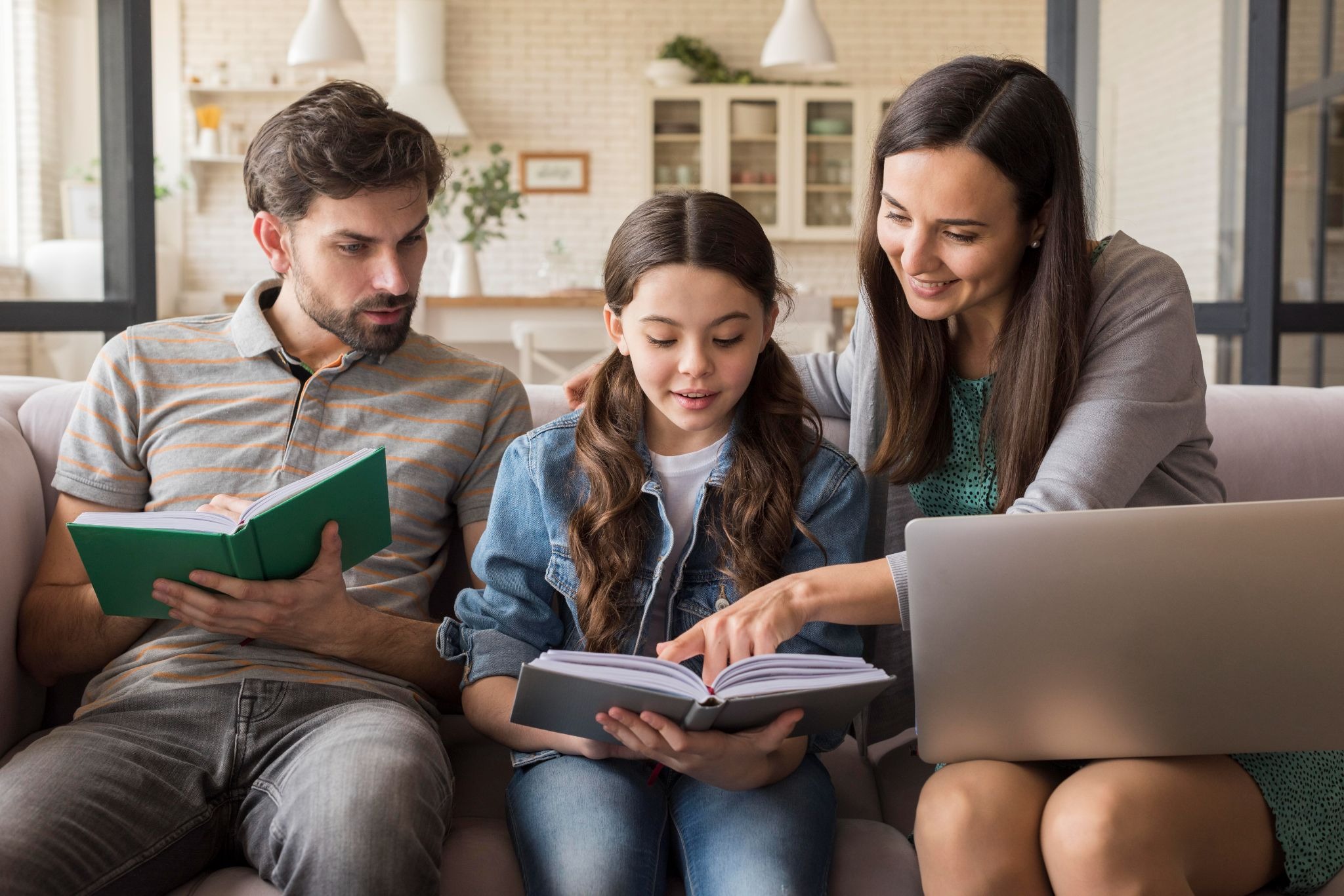 young family reading