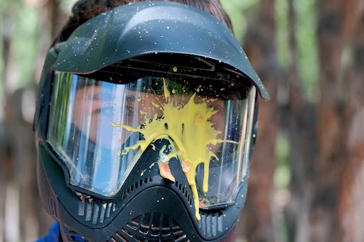 This guy got a paintball to the goggles