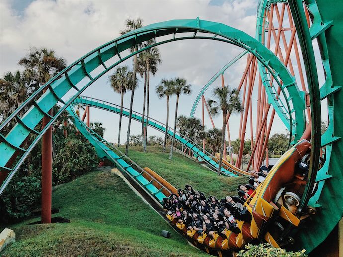 rollercoaster at theme park