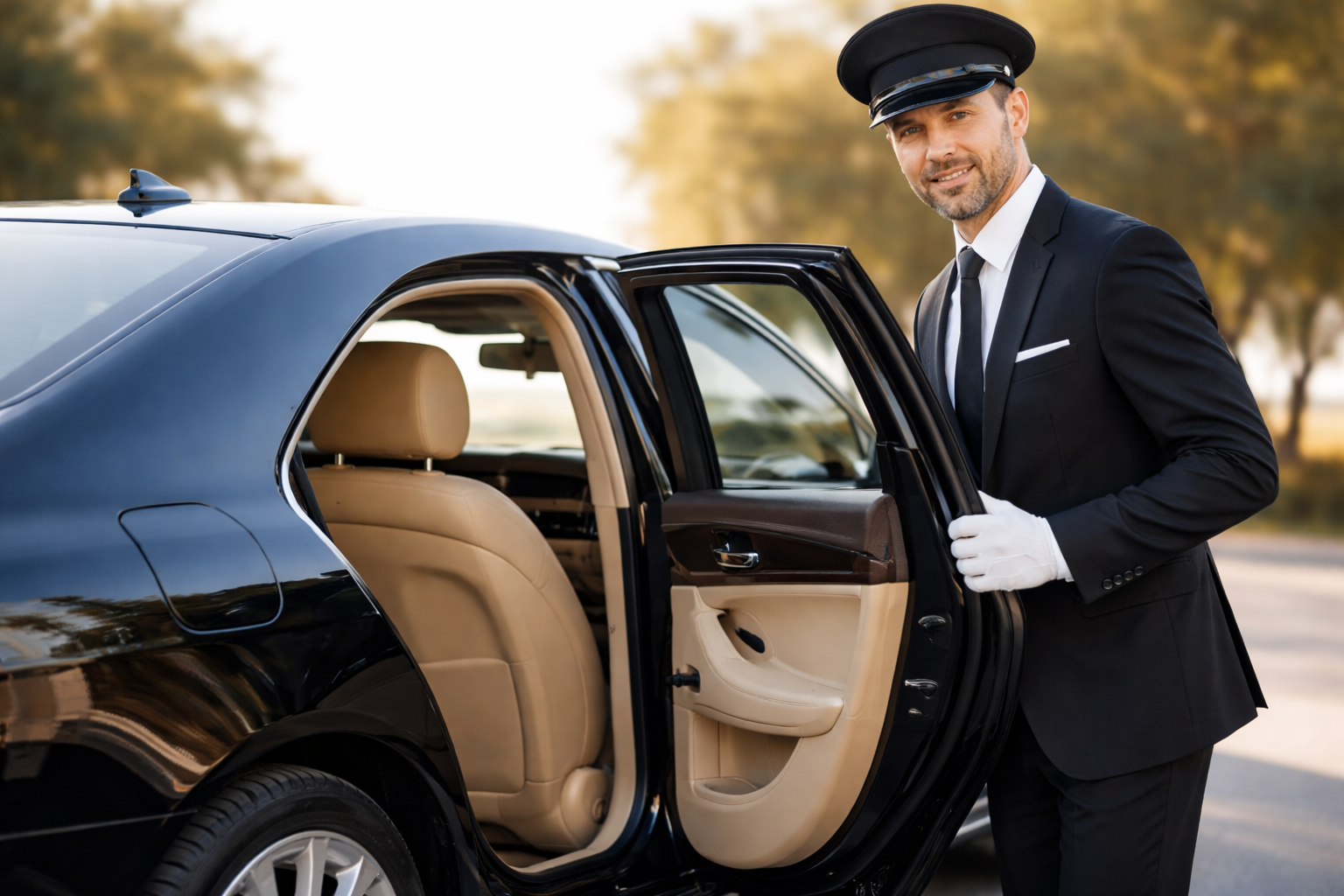 chauffeur opening car door