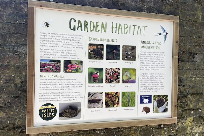 Garden habitat sign at Lost Gardens Of Heligan