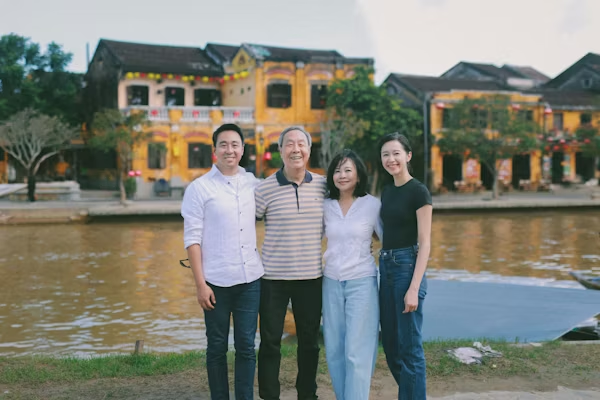 Asian multi generational holiday
