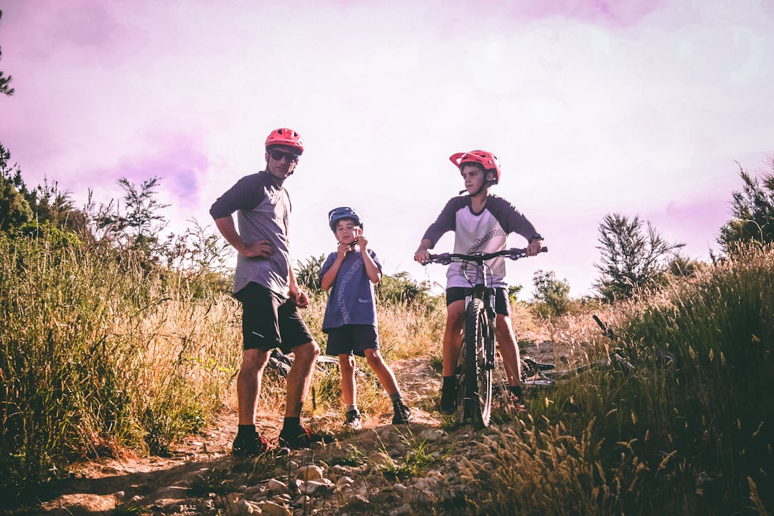 family cycling