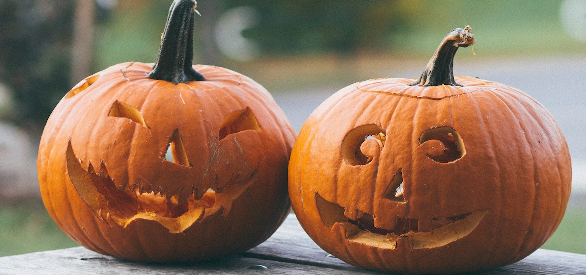 Carved pumpkins ready for Halloween