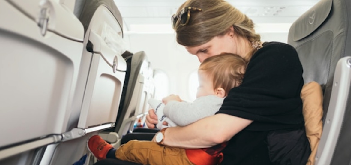 mum and child on plane