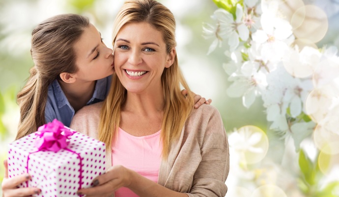 Daughter giving mum present
