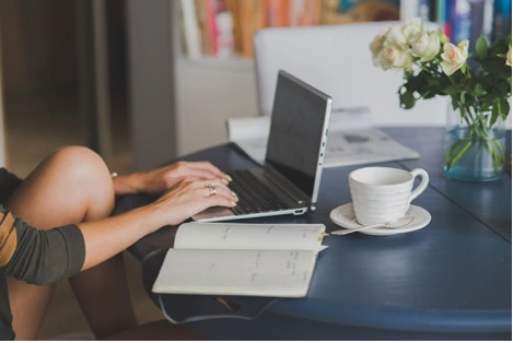 woman using laptop