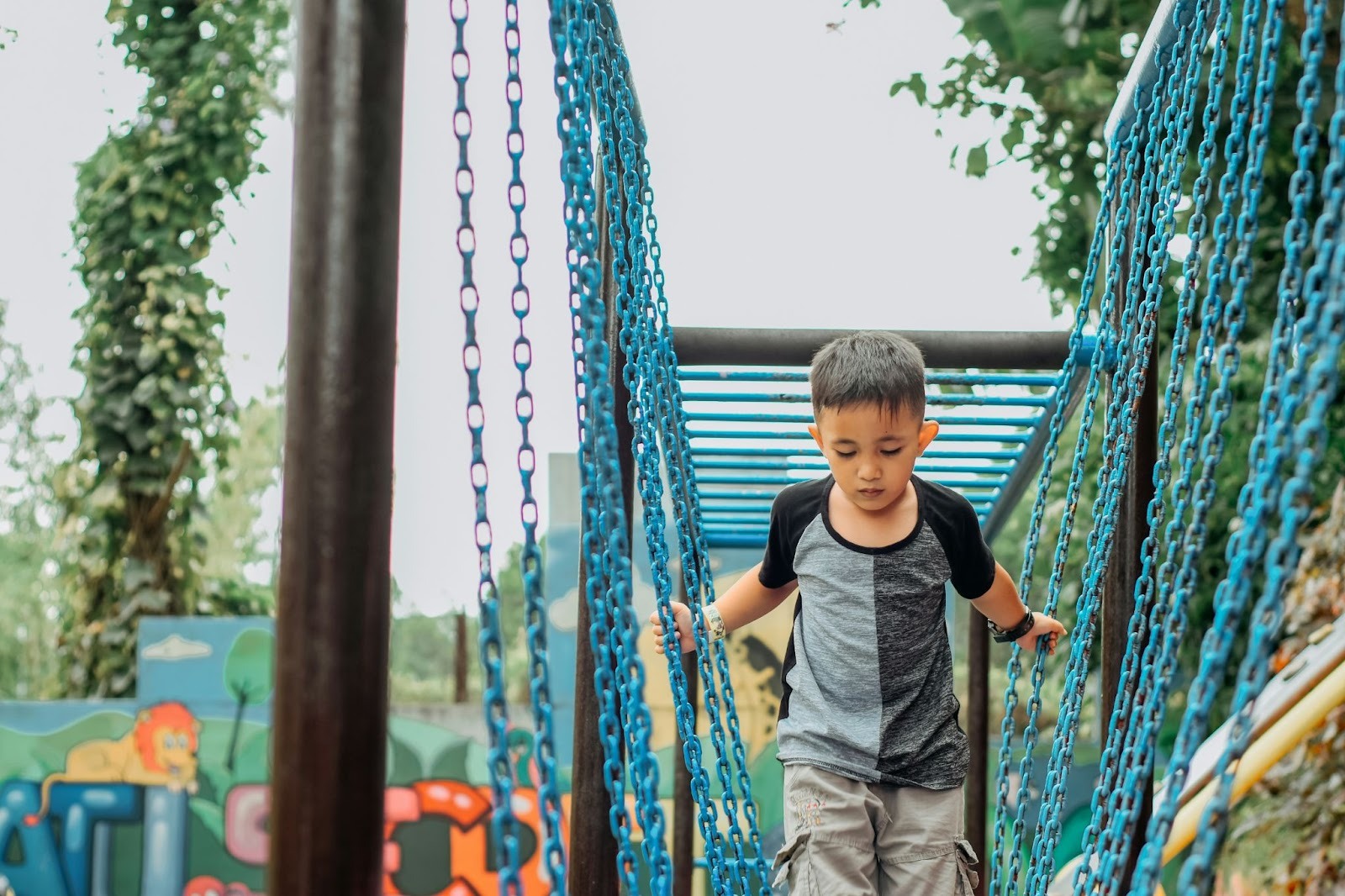 kid playing in playground