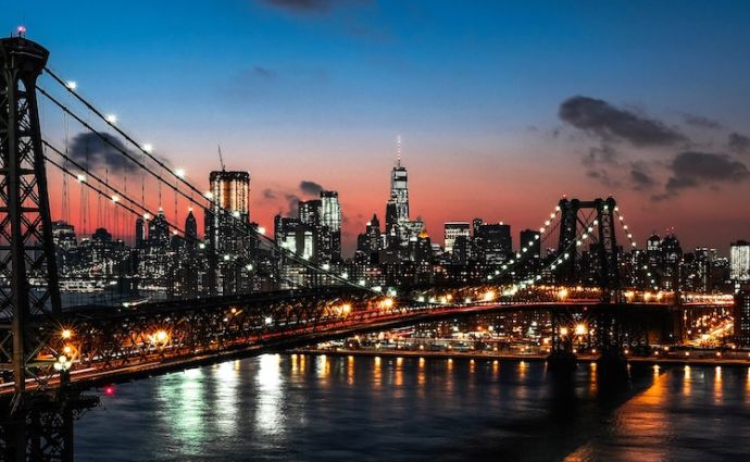 a night skyline of New York City