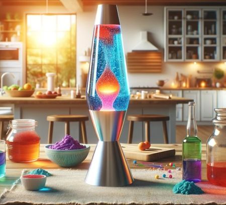 Close up of hand made lava lamp