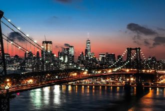 a night skyline of New York City