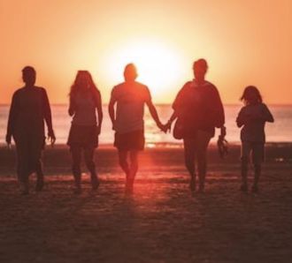 Family on beach