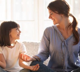 mum and daughter meditate