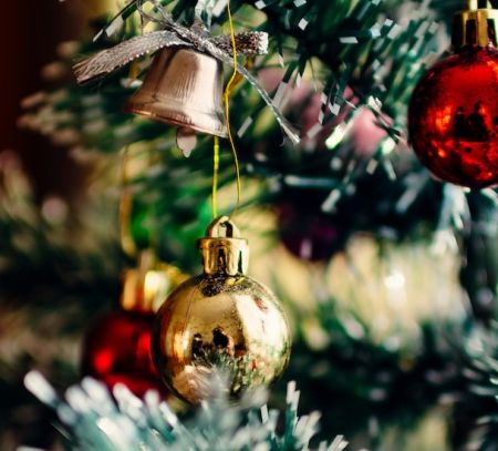 Xmas baubles on a tree