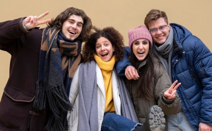 family in winter clothes