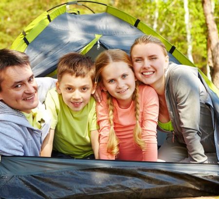 smiling family camping family days out