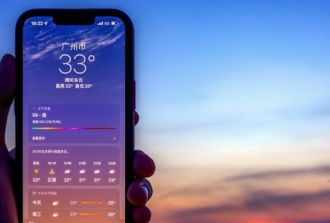 Phone with weather data on it