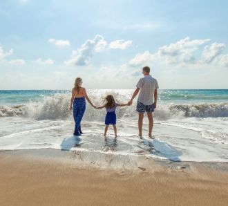 Family on beach