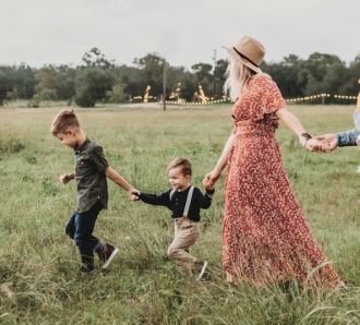 Family on country walk