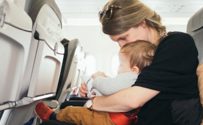 mum and child on plane