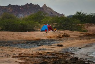 Family camping wide view