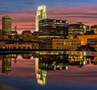 omaha sky line at night time red sunset omaha city guide