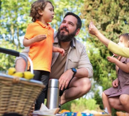 a family picnic in the sun