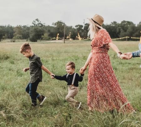 Family on country walk