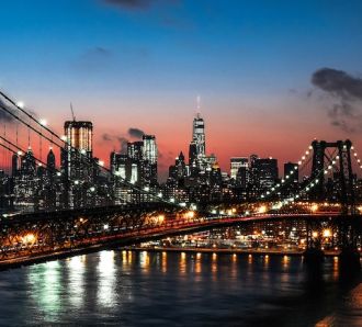 a night skyline of New York City