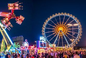 People and fairground rides