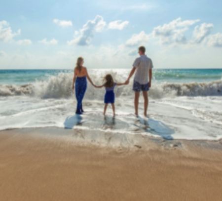 Family on beach holiday