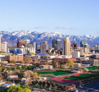 salt lake city skyline aerial image rockies mountains family days out 