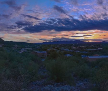 A scenic view of Tucson with desert landscape
