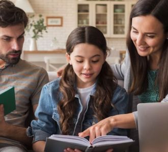 Young family reading