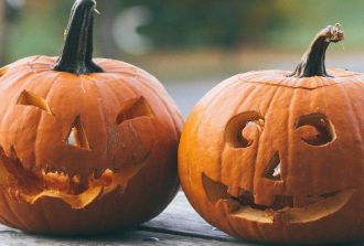 Carved pumpkins ready for Halloween