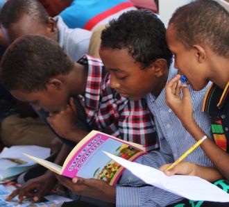 young boys study